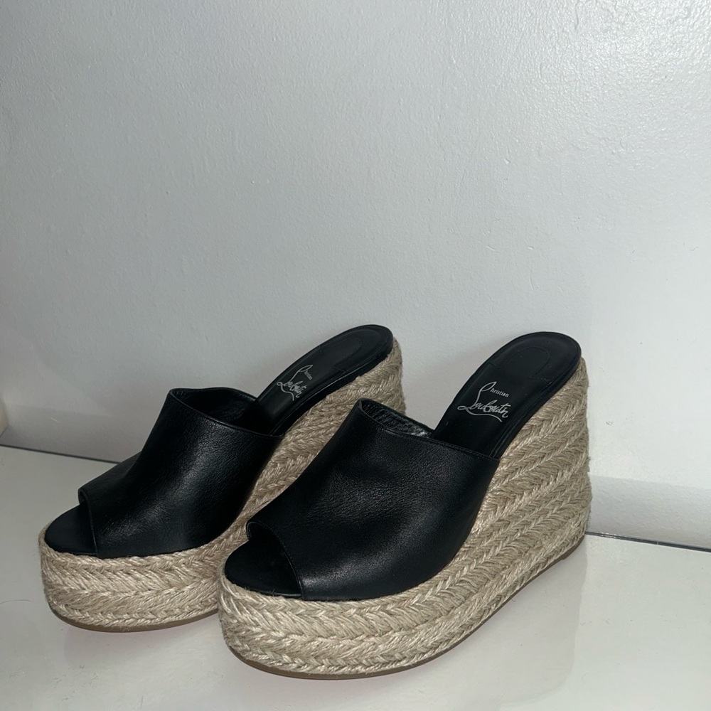 Christian Louboutin Black Espadrille Wedges